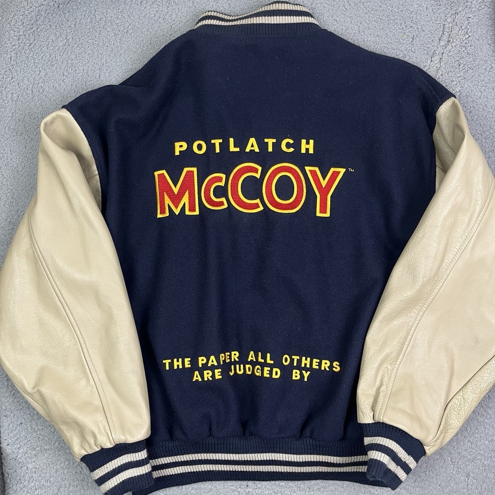 Vintage Potlatch McCoy Paper Company Varsity Jacket Coat Lamasz Sport Size Large